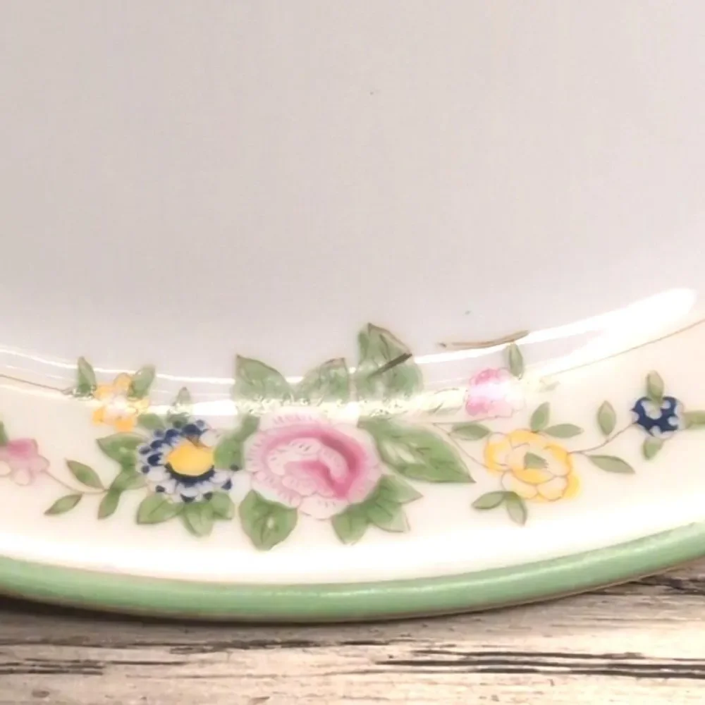 Vintage Gilded Hand Painted Floral Oval Relish Tray By Celebrate Made In Japan